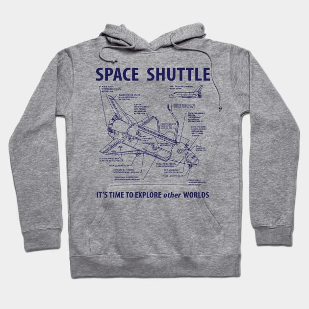 Space Shuttle Retro Graphic Schematic Layout Hoodie by g14u